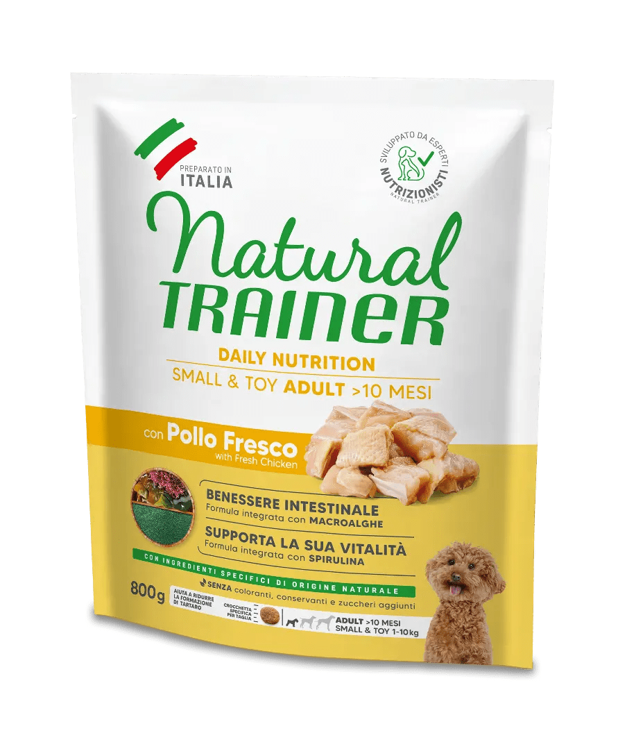 Natural Trainer Dog Adult Small&Toy Pollo e Riso 800gr Natural Trainer Dog Adult Small&Toy Pollo e Riso 800gr